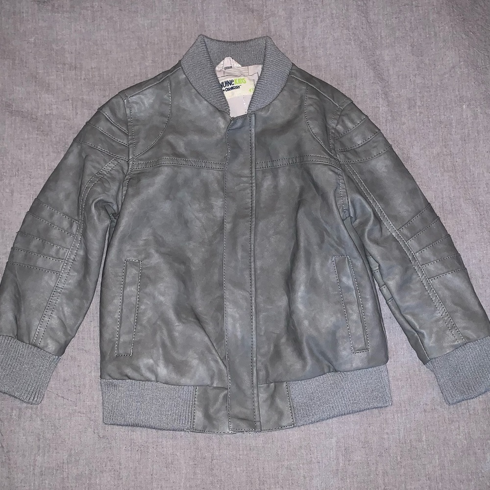 Boys gray faux leather jacket